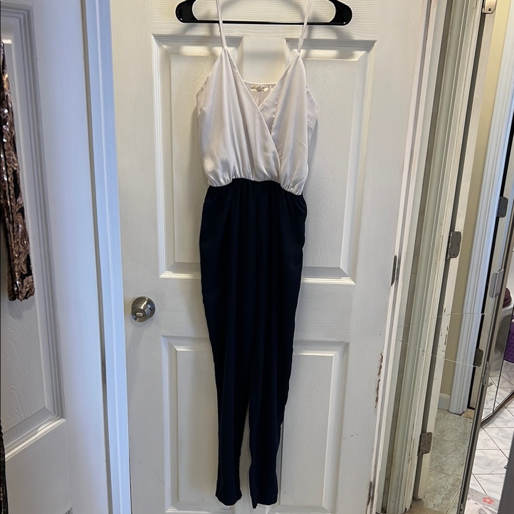 White and Navy Jumpsuit